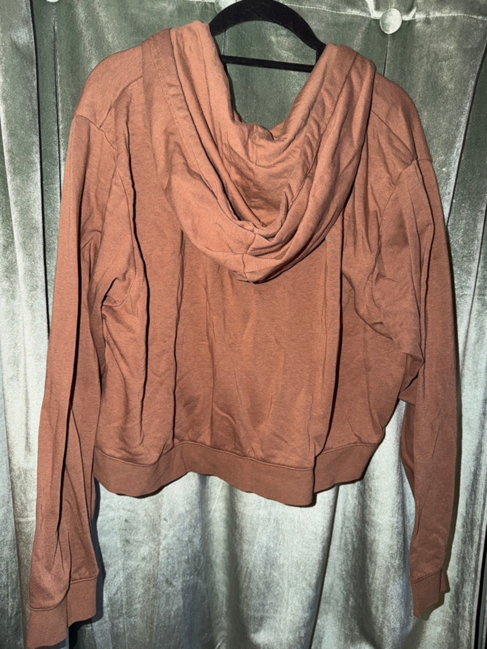 Nike Brown Cropped Zip-Up Hoodie with White Leopard Logo - Picture 4 of 5
